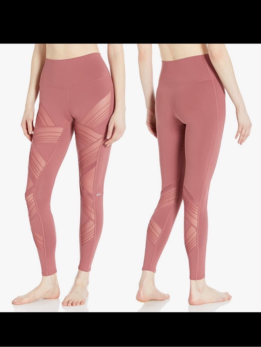 Alo Yoga Interlace Mesh High Waist Leggings in Rosewood Pink